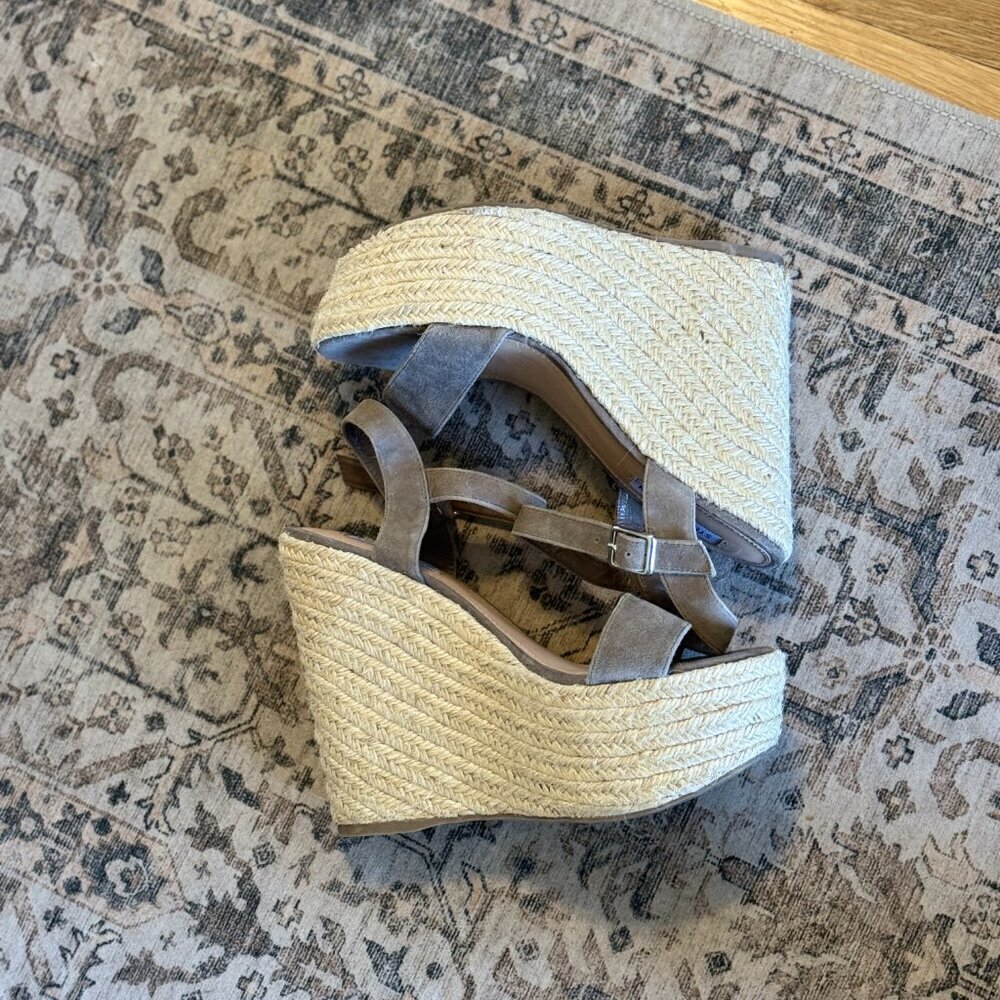 Steve Madden Alysssa Platform Wedge Sandals Women's Size 8.5 Taupe Espadrille - Picture 6 of 7